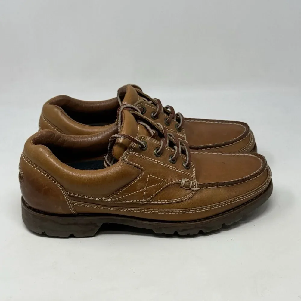 Rockport Lug Sole Moc Toe Shoes Mens 9 M Brown Leather Casual Boat Lace Up